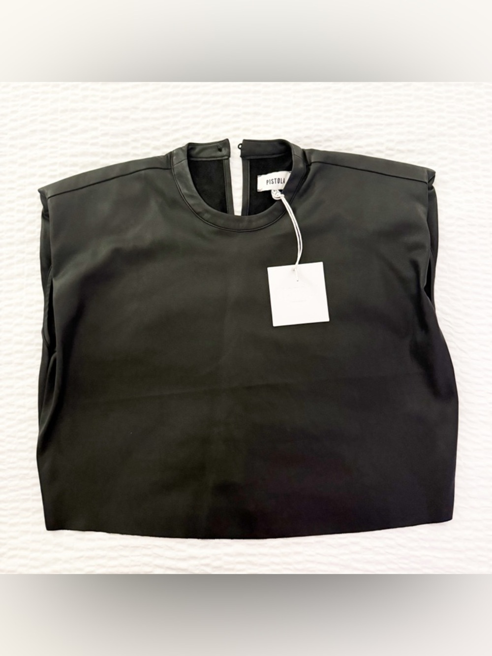 Nwt Pistola Faux Leather Sleeveless Boxy Top | Slate Black | Xs
